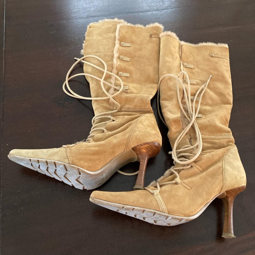 Aldo leather boots with genuine fur lining